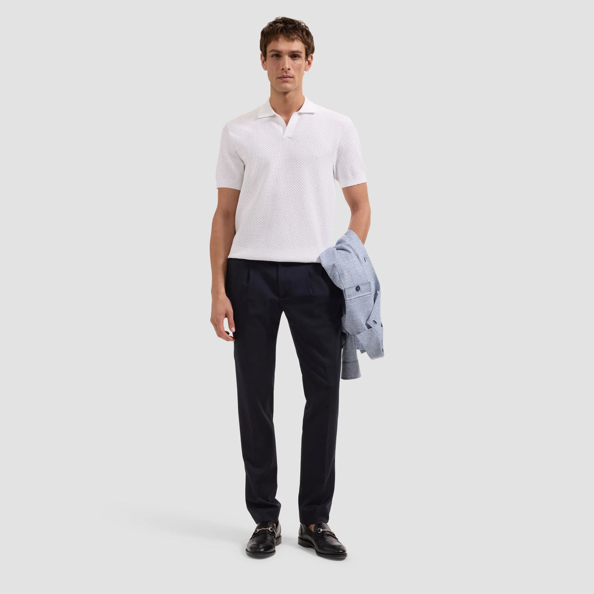 Lattice Johnny Collar Polo