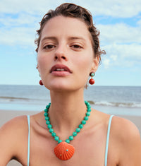 Laurel Earrings in Coral