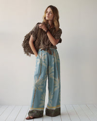 Lined Beach Print Trousers