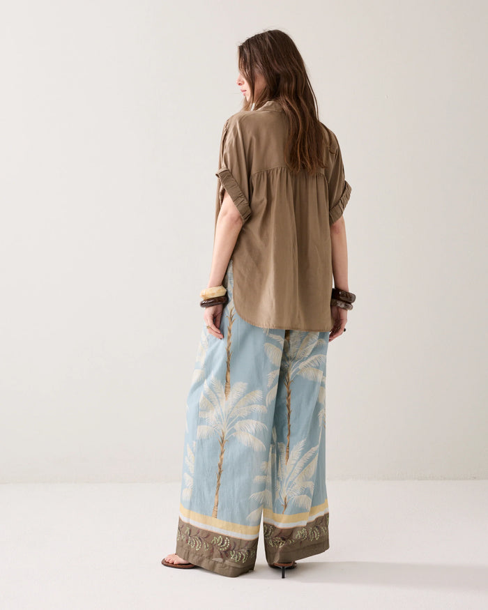 Lined Beach Print Trousers