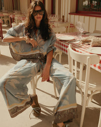 Lined Beach Print Trousers