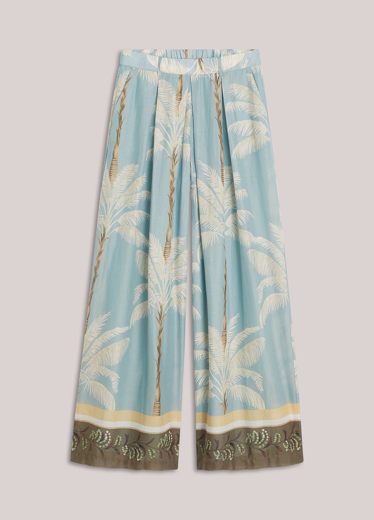 Lined Beach Print Trousers