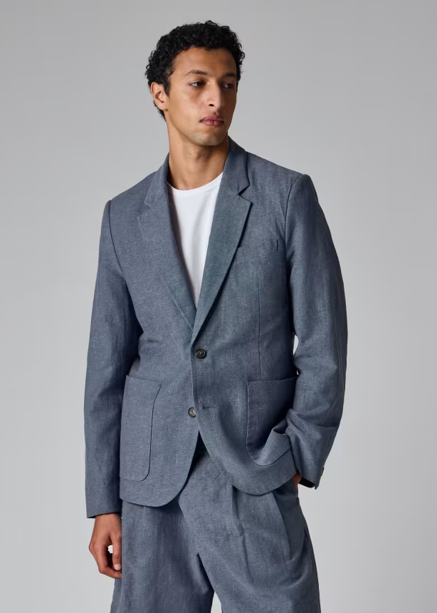 Linen-Cotton Buggy-Lined Blazer