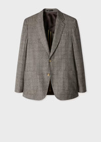 Grey Wool Houndstooth Check Blazer