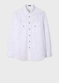 White Twill-Stripe Western Shirt