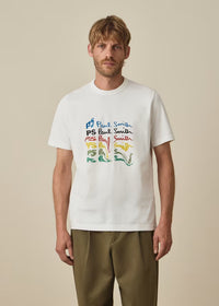 White 'PS Smudge' Print T-Shirt
