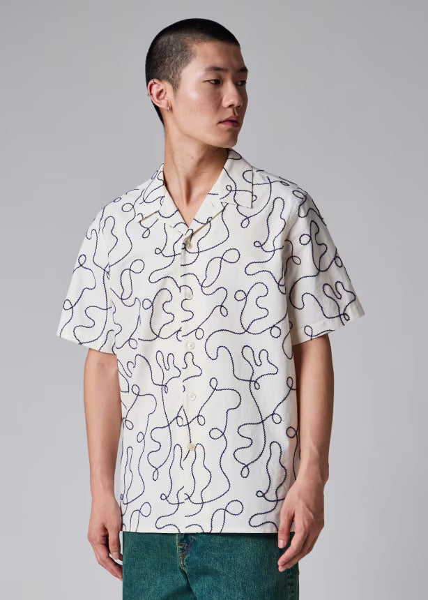 Ecru 'Scribble' Embroidery SS Shirt