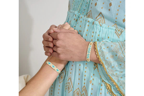 Mama Turquoise, Cream & Gold Bracelet