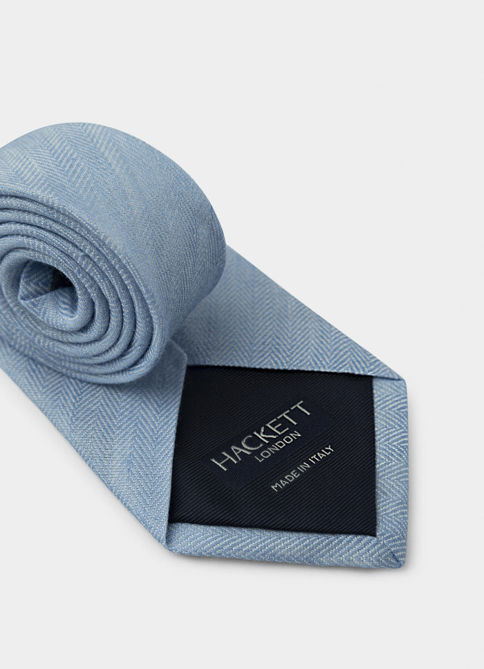 Melange Herringbone Linen-Cotton Tie