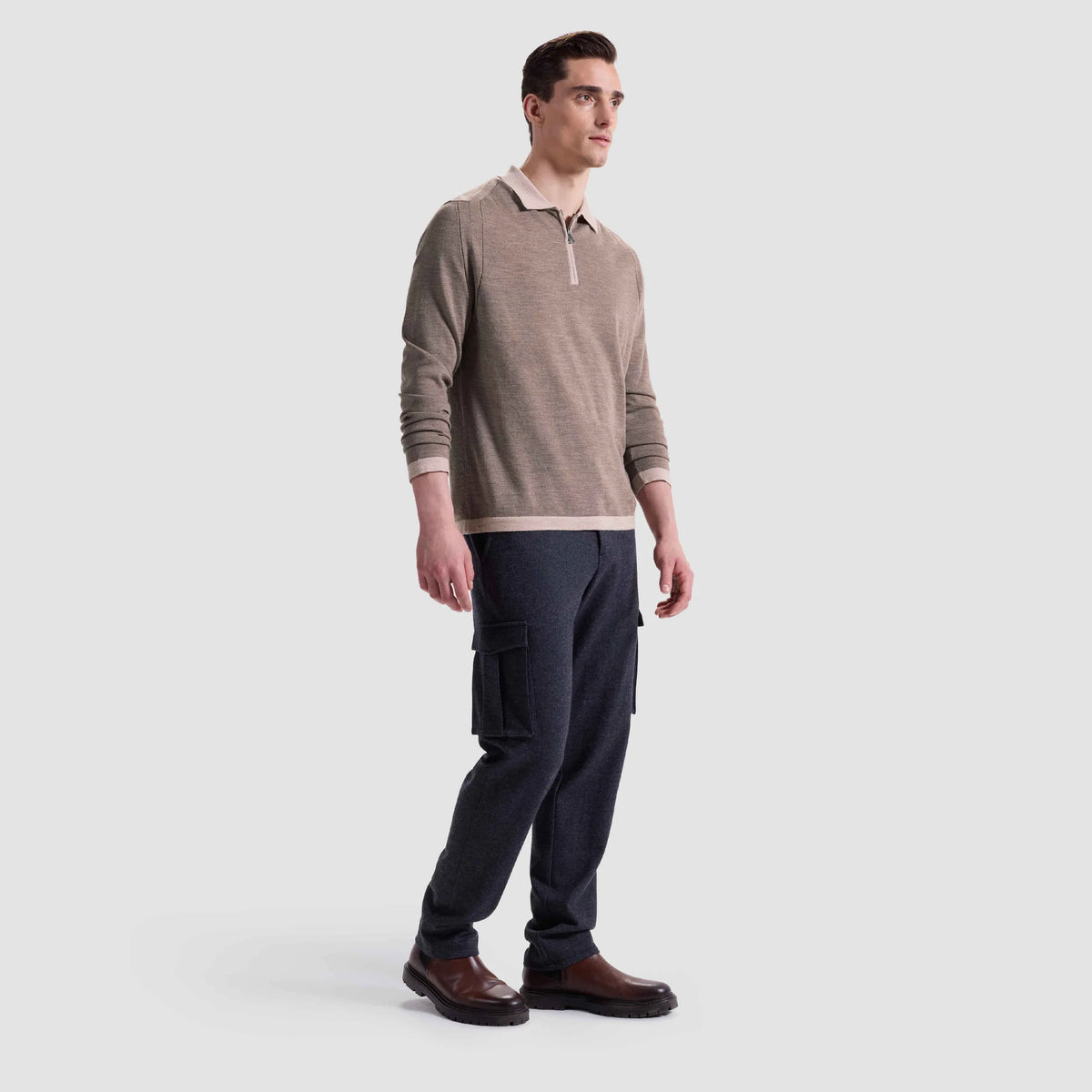Melange Quarter Zip Polo Sweater