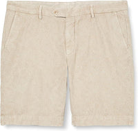 Men's Leaf Print Cotton Linen Shorts - Oat