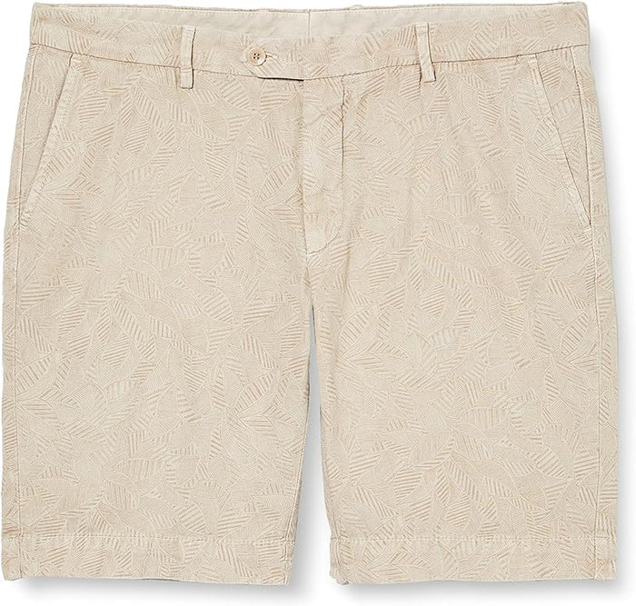 Men's Leaf Print Cotton Linen Shorts - Oat