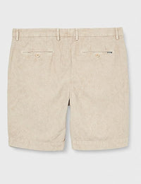 Men's Leaf Print Cotton Linen Shorts - Oat