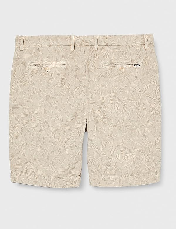 Men's Leaf Print Cotton Linen Shorts - Oat