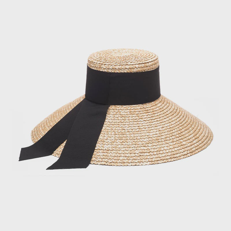 Mirabel Grosgrain Wide-Brim Sunhat