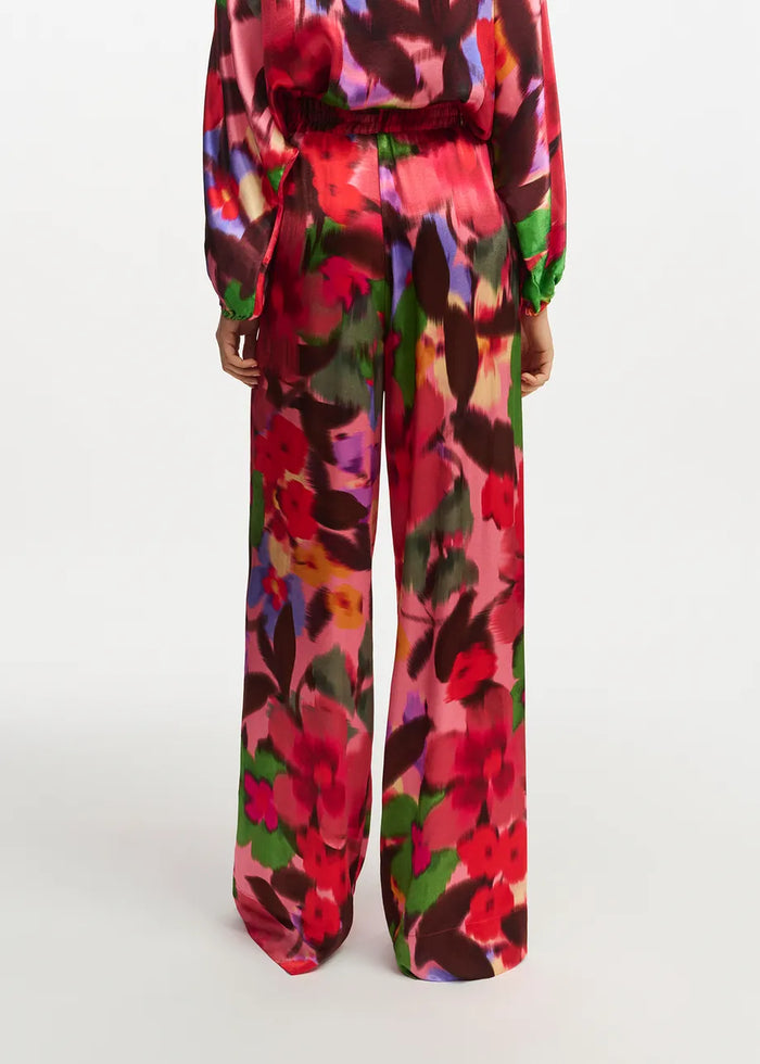 Multicolor Floral Print Wide-Leg Pants