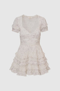 Nivara Lace Ruffle Mini Dress