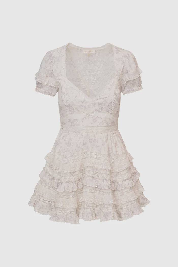 Nivara Lace Ruffle Mini Dress