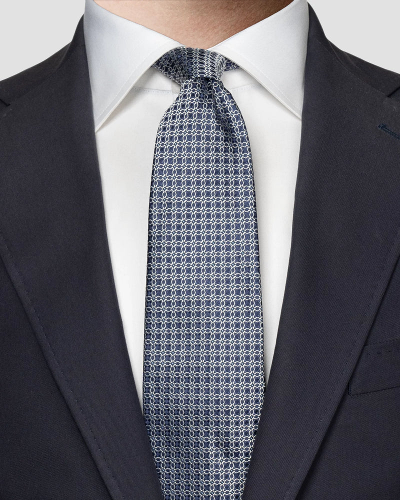 Geometric Print Silk Tie