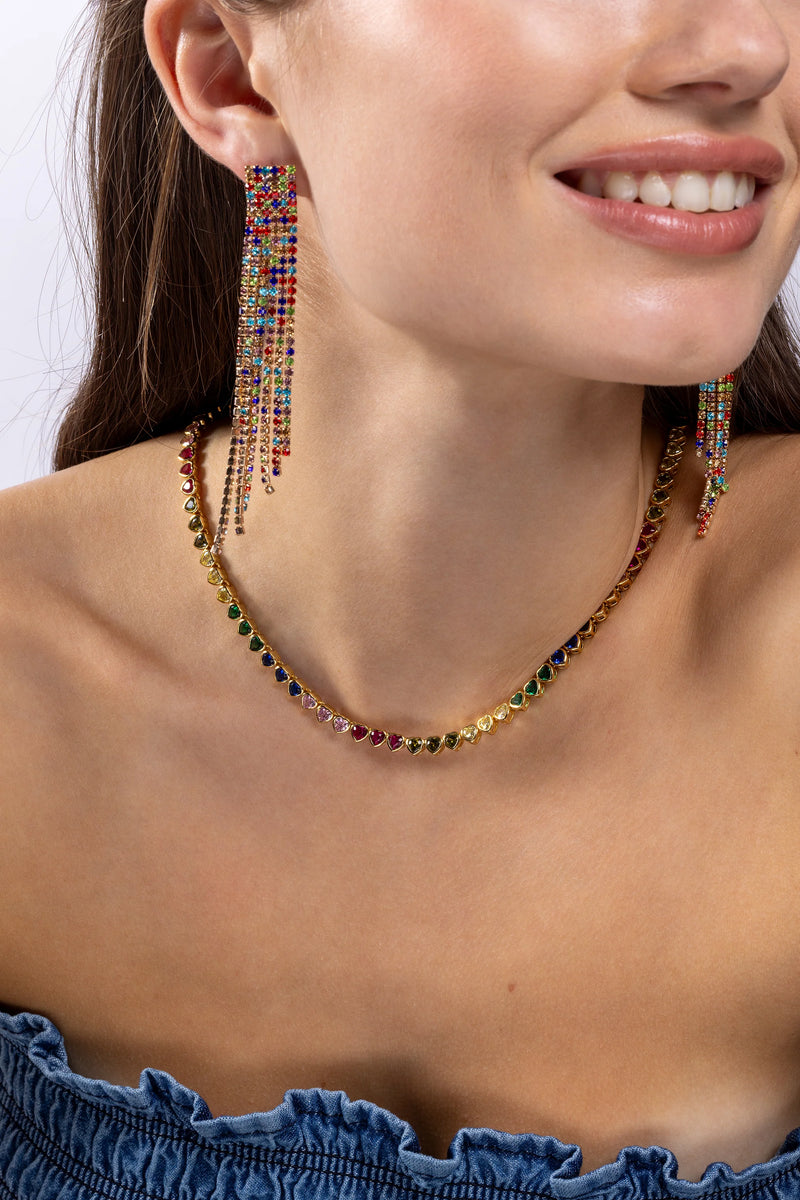 Rainbow Hearts Necklace