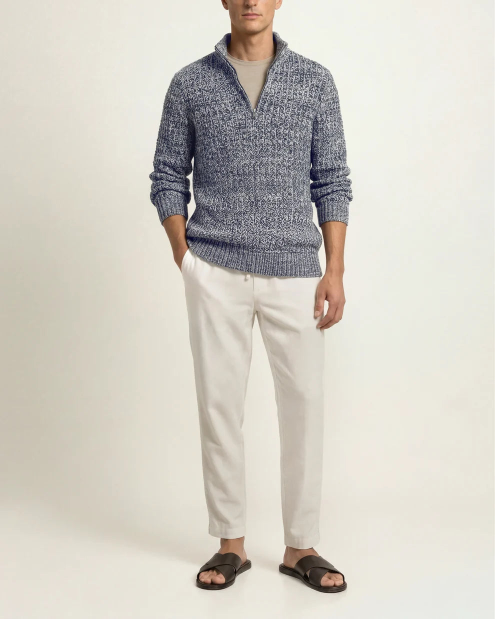 Lennard Crochet Half-Zip Kni