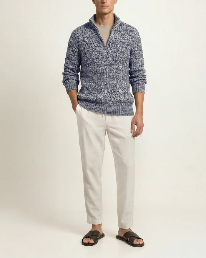 Lennard Crochet Half-Zip Kni