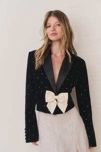 Orlisa Cropped Velvet Blazer
