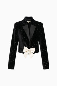 Orlisa Cropped Velvet Blazer