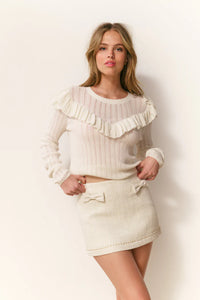 Presla Pointelle Ruffle Sweater