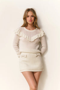 Presla Pointelle Ruffle Sweater