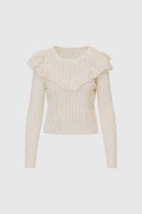 Presla Pointelle Ruffle Sweater