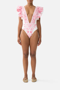 Plunge One Piece w Ruffles