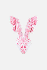 Plunge One Piece w Ruffles