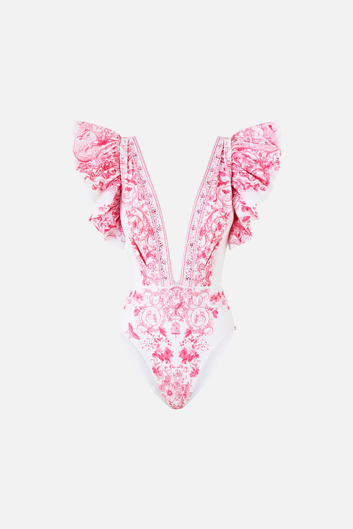 Plunge One Piece w Ruffles
