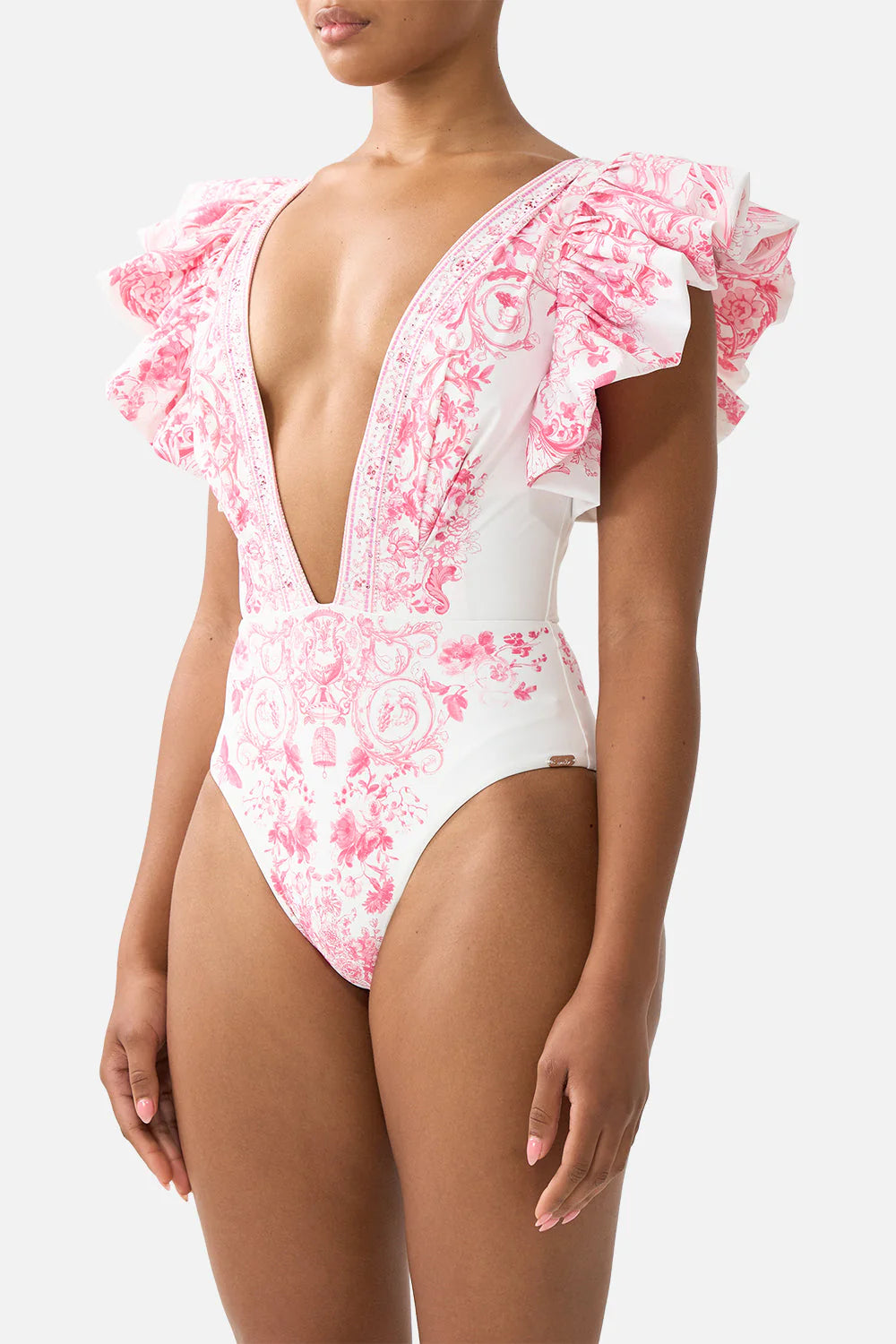 Plunge One Piece w Ruffles