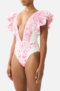 Plunge One Piece w Ruffles
