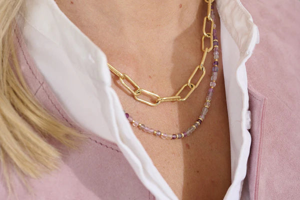 Allegra Gold & Rainbow Fluorite Necklace