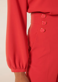 Red Pilar Crepe Trousers