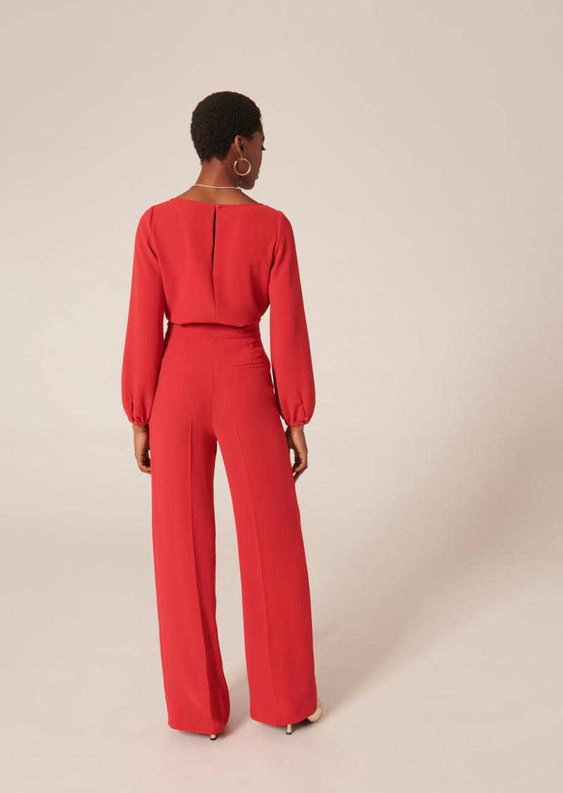 Red Pilar Crepe Trousers