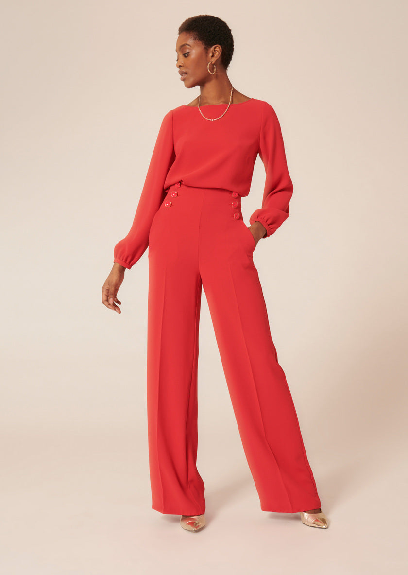 Red Pilar Crepe Trousers