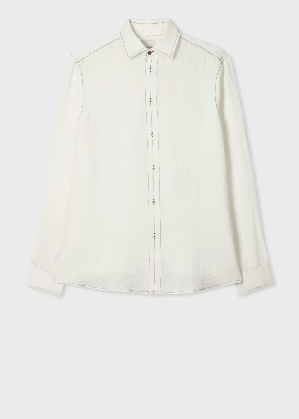 Regular-Fit  Linen Contrast-Stitch Shirt