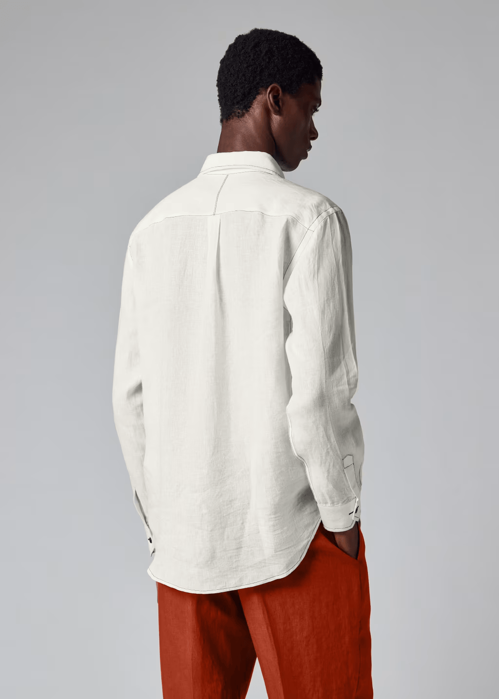 Regular-Fit  Linen Contrast-Stitch Shirt