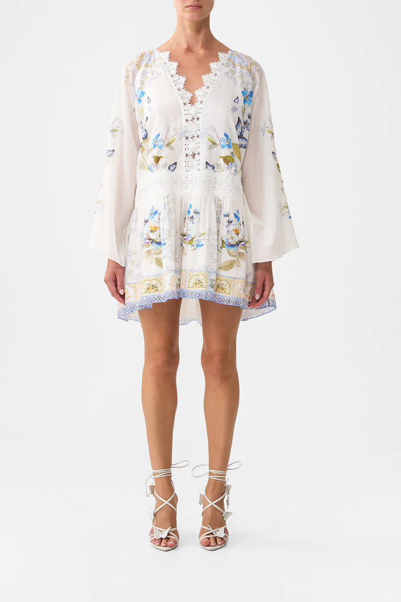 Relaxed Short Dress w Dropped Waist