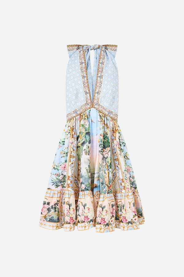 Ruffle Hem Halter Short Dress