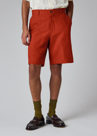Rust Red Linen Shorts