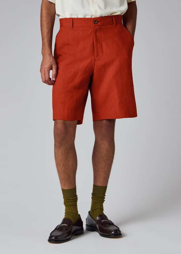 Rust Red Linen Shorts