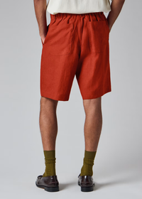 Rust Red Linen Shorts