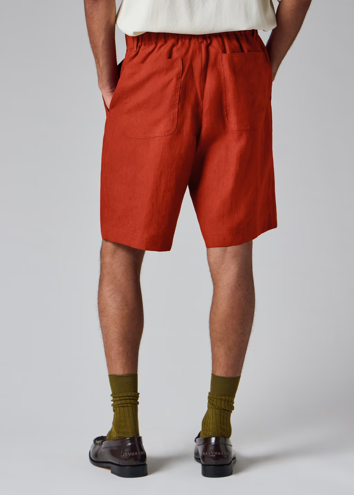 Rust Red Linen Shorts