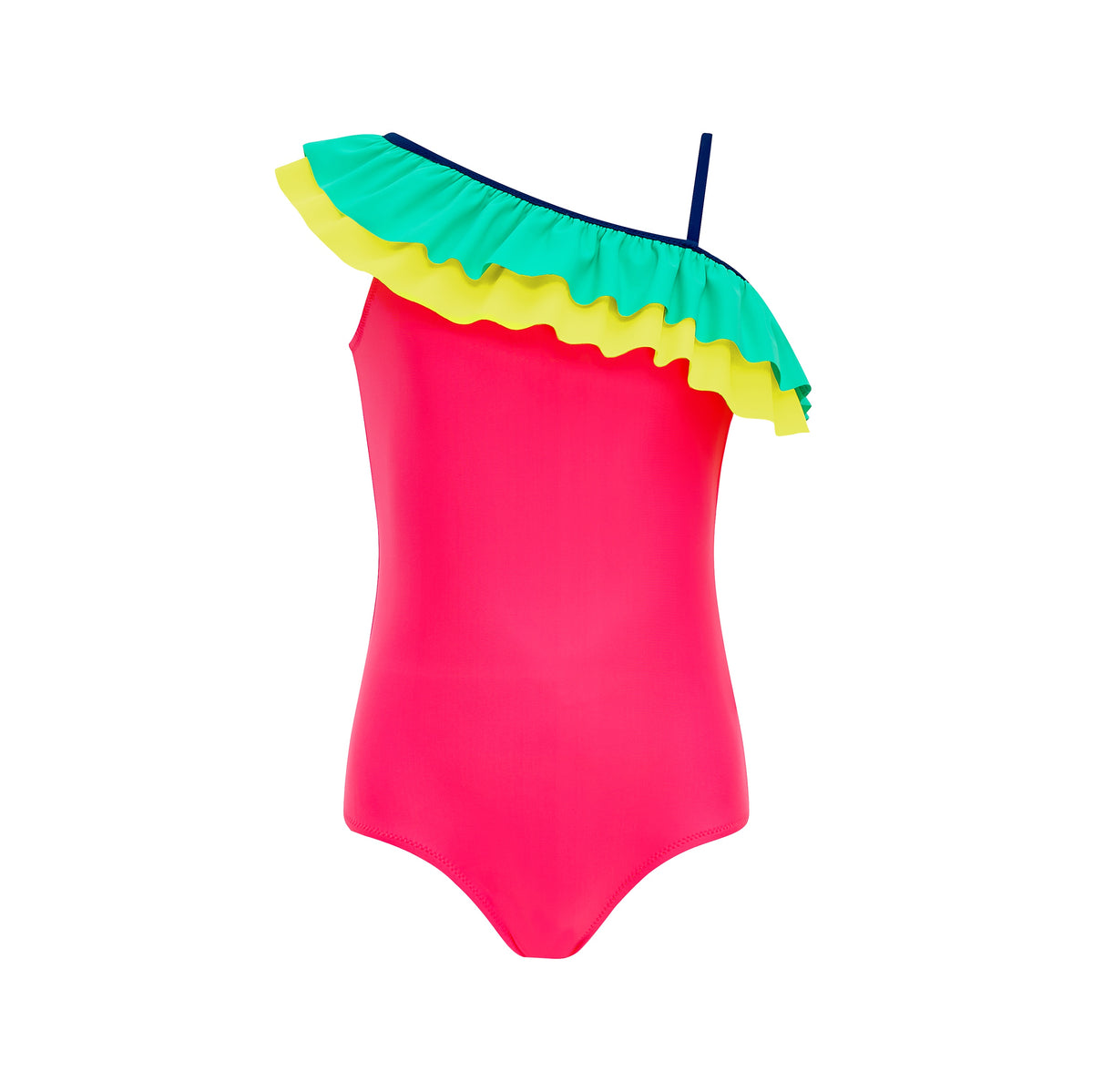 Neon Colorblock One Shoulder Swimsuit
