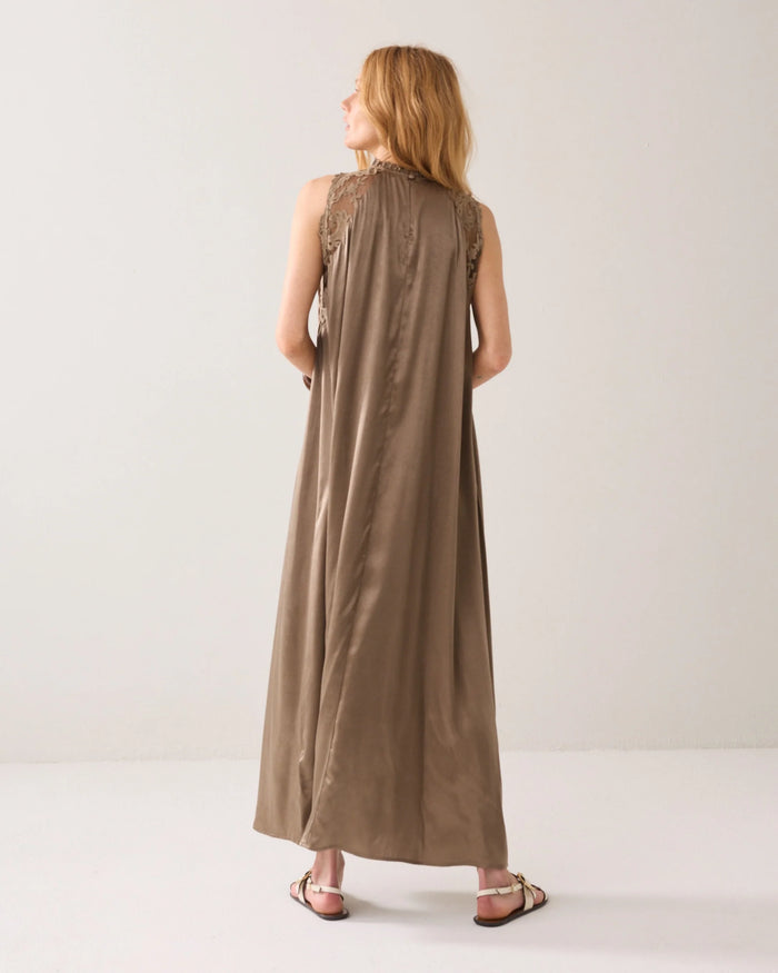 Satin Lace Embroidered Dress